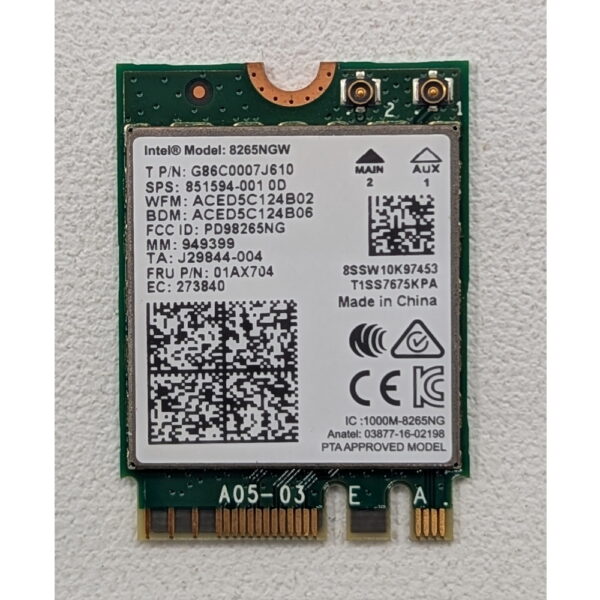 Wi-Fi модуль 01AX704, 851594-001, 8265NGW, Intel, Lenovo ThinkPad T470s