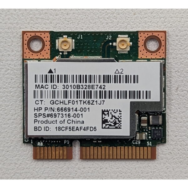 Wi-Fi модуль 666914-001, 697316-001, BCM943228HNB, Broadcom, HP, 802.11a/b/g/n, 300Mbit/s, BlueTooth 4.0, miniPCI-E