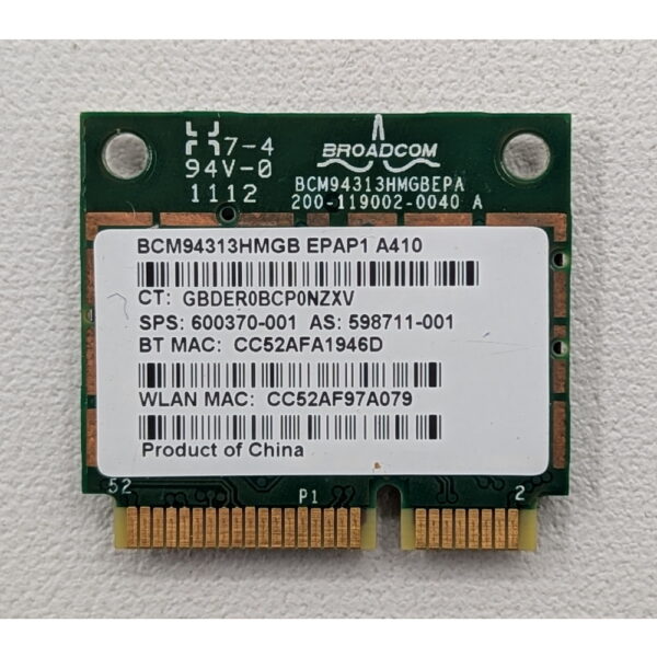 Wi-Fi модуль 600370-001, 598711-001, BCM94313HMGB, Broadcom, HP Compaq Presario G56, CQ56