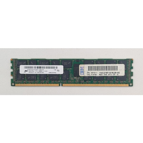 Модуль памяти MT36JSF1G72PZ-1G6, 90Y3111, 47J0169, Micron, IBM, DDR3, 8Gb, 12800R, RDIMM, ECC