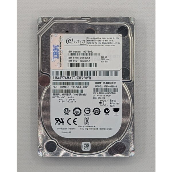 Жесткий диск ST9500620SS, 90Y8953, 90Y8954, 90Y8957, IBM, Seagate, 500 Гб, SAS, 2.5