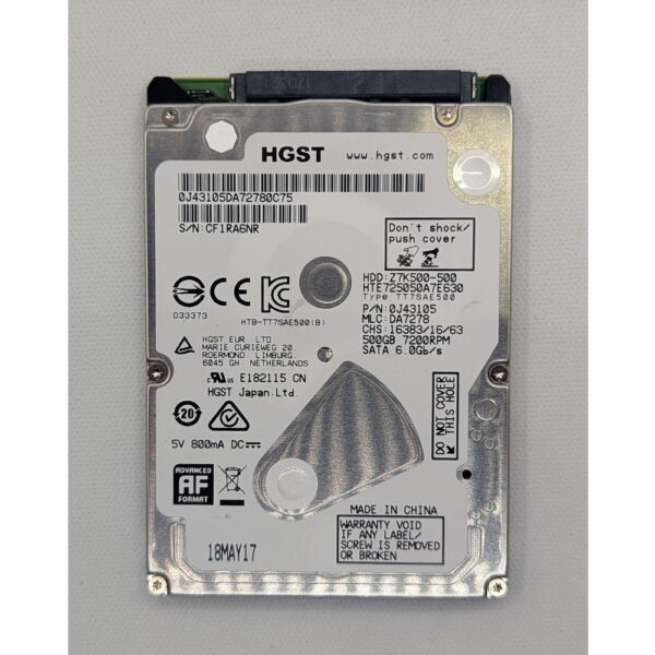 Жесткий диск HTE725050A7E630, Z7K500-500, Hitachi, HGST, 500 Гб, SATA, 2.5