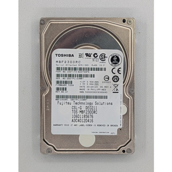 Жесткий диск MBF2300RC, Toshiba, Fujitsu, 300 Гб, SAS, 2.5