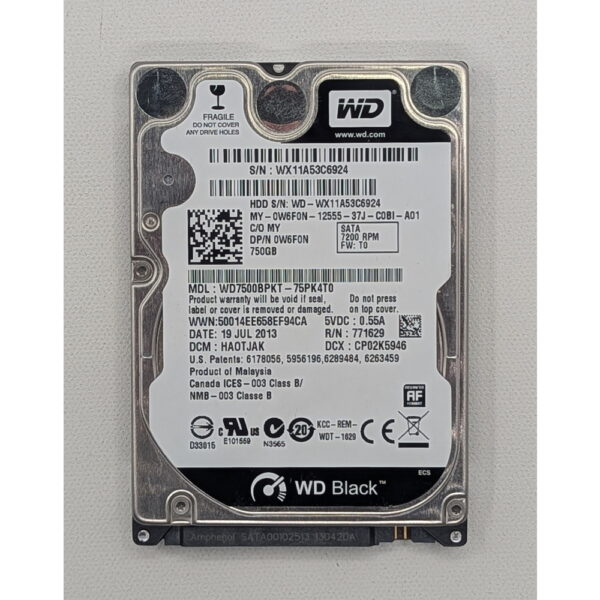 Жесткий диск 0W6F0N, WD7500BPKT, WD, 750 Гб, SATA, 2.5