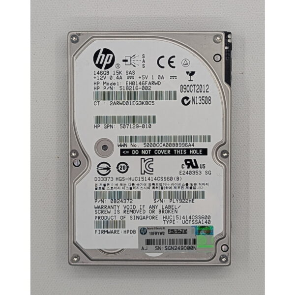 Жесткий диск HUC151414CSS600, 507129-010, 518216-002, Hitachi, HP, 147 Гб, SAS, 2.5