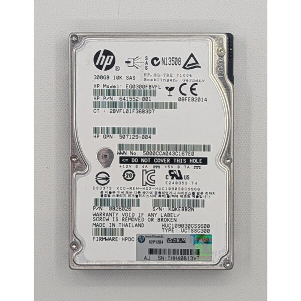 Жесткий диск HUC109030CSS600, 641552-001, 507129-004, Hitachi, HP, 300 Гб, SAS, 2.5