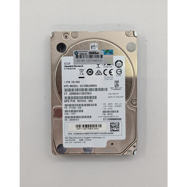 Жесткий диск ST1200MM0088, 781514-002, 807583-004, Seagate, HP, 1.2 Тб, SAS, 2.5