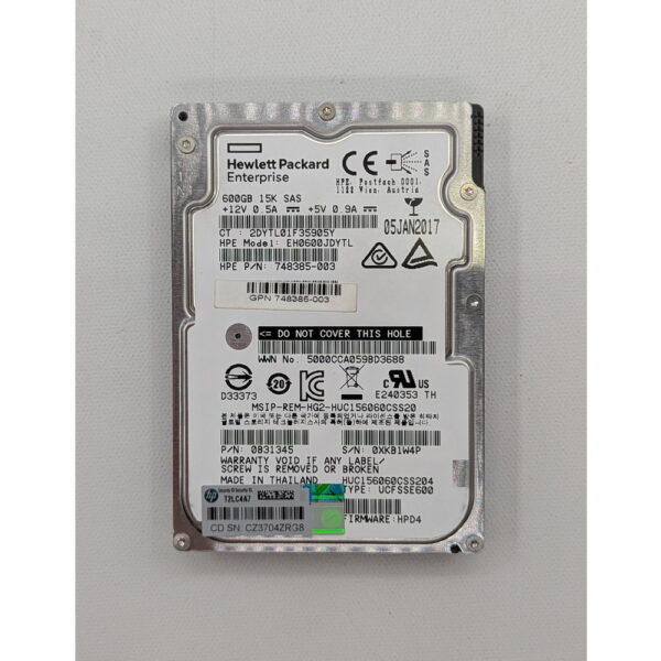 Жесткий диск HUC156060CSS204, 748385-003, Hitachi, HPE, 600 Гб, SAS, 2.5