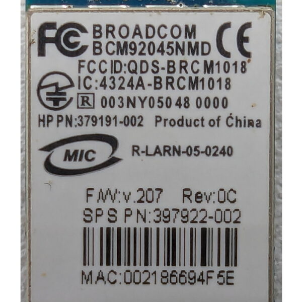 Bluetooth модуль BCM92045NMD, 379191-002, 397922-002, Broadcom, HP, Samsung NP- R410, R408, Acer Aspire 4920, 5100, 5930, 5720G, 6920G, 7520, 7720, 7720G