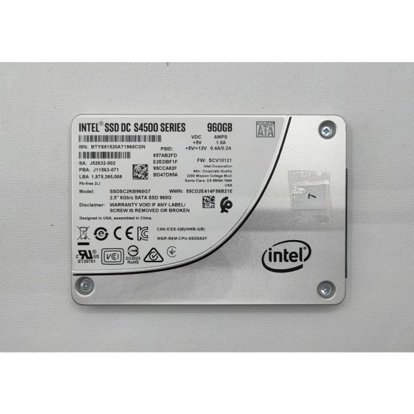 Жесткий диск SSDSC2KB960G7, DC S4500 Intel, SATA, 960GB, 2.5
